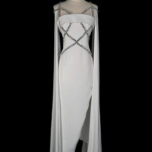 Brand New US 4 Georges Hobeika Maxi Evening Gown Stones Detailed